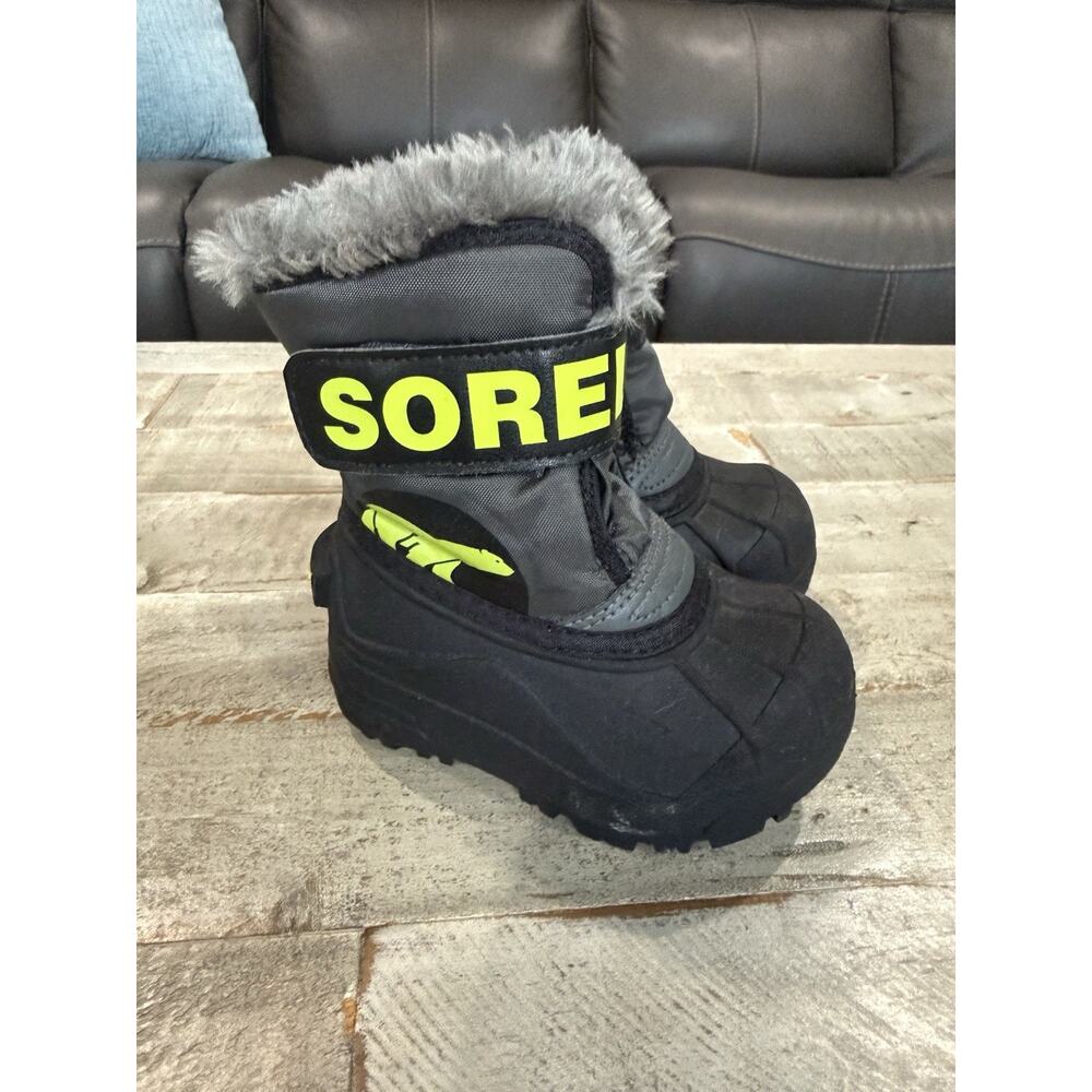Sorel Snow Commander Boots Toddler Size 6 Gray Black Fleece Lined Winter Snow - Picture 3 of 6
